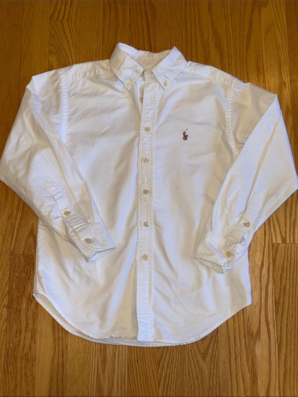 🐎Ralph Lauren White Button-Down Shirt with Embroidered Polo size 8